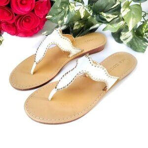 Jack Rogers Leather Sandals White Gold Greek Beach Vacation
